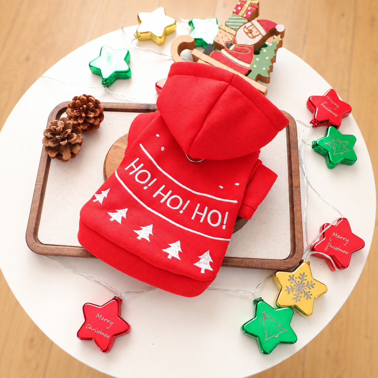 Christmas Reindeer Scarf Print Pet Sweatshirt For Small Dogs
