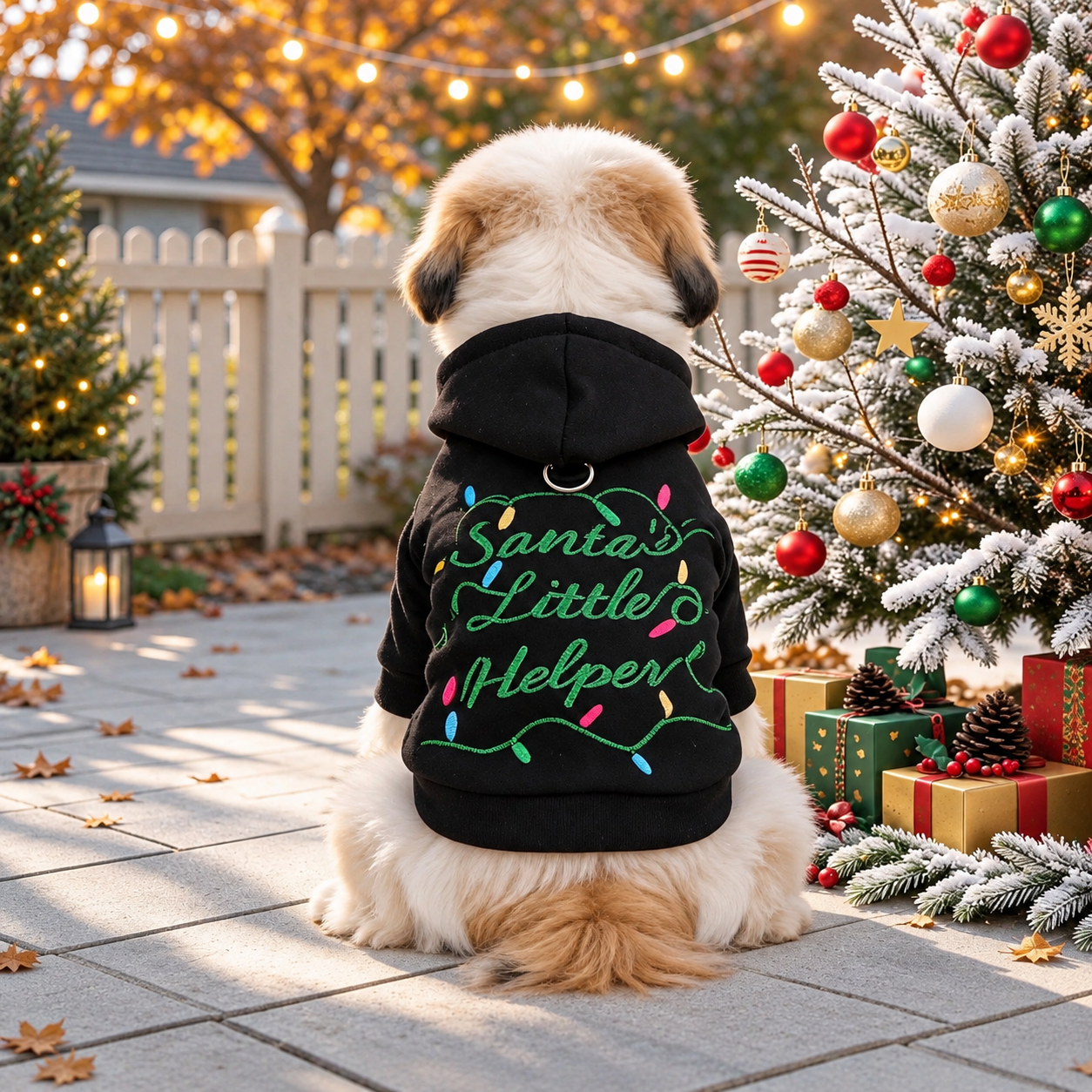 Christmas Reindeer Scarf Print Pet Sweatshirt For Small Dogs