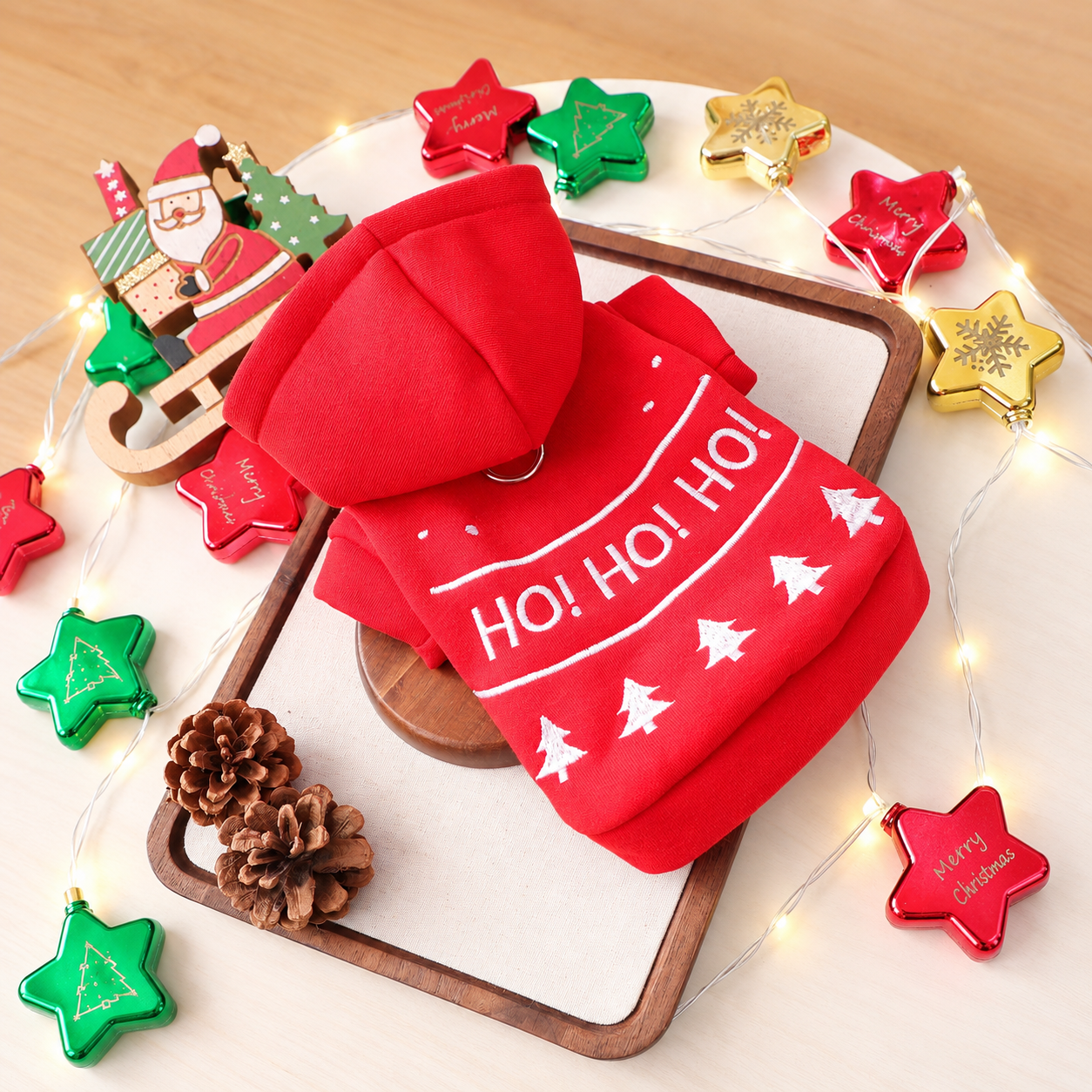 Christmas Reindeer Scarf Print Pet Sweatshirt For Small Dogs