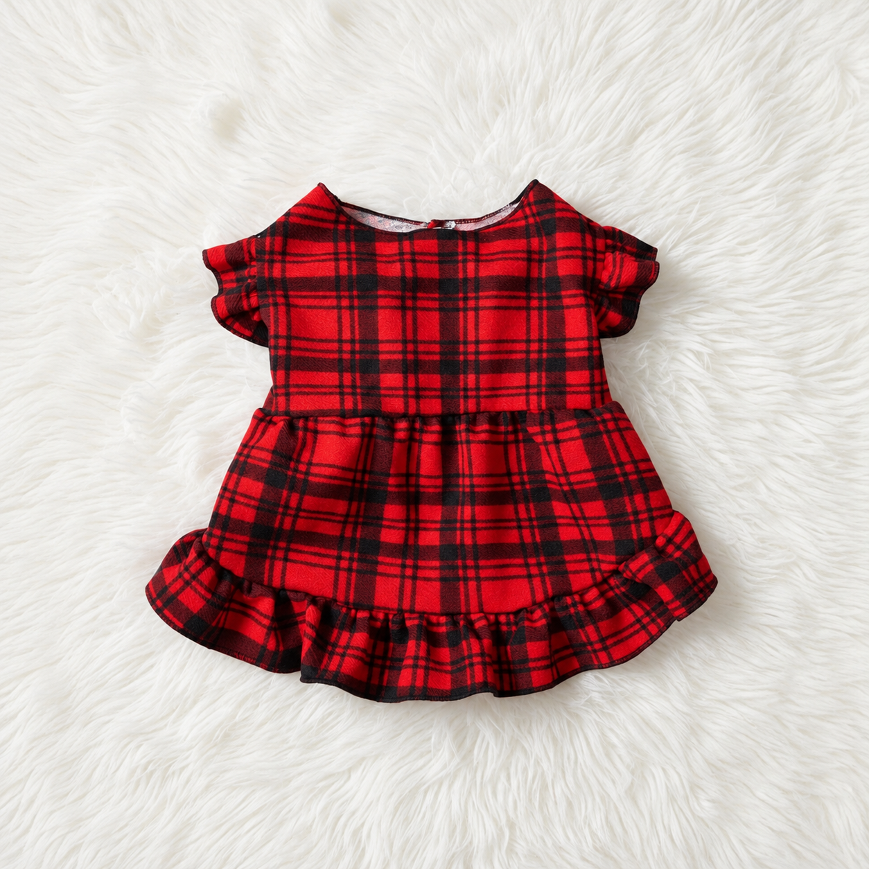 Christmas Plaid Puff Sleeve Dress For Dogs And Cats