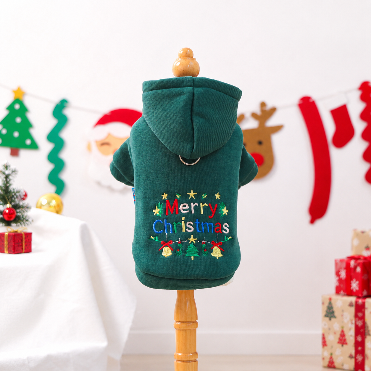 Christmas Bell Hooded Pet Sweatshirt For Small Dogs
