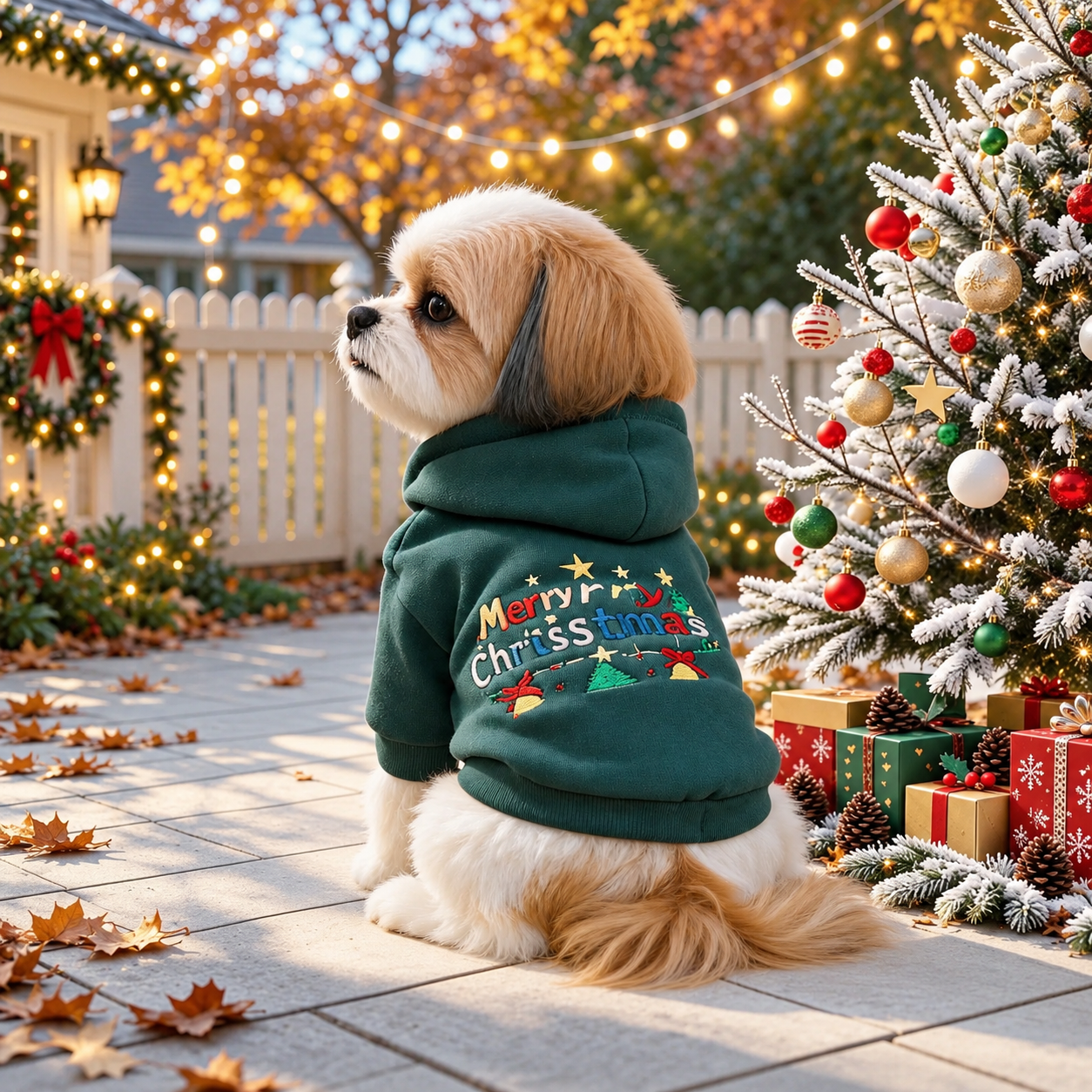 Christmas Bell Hooded Pet Sweatshirt For Small Dogs