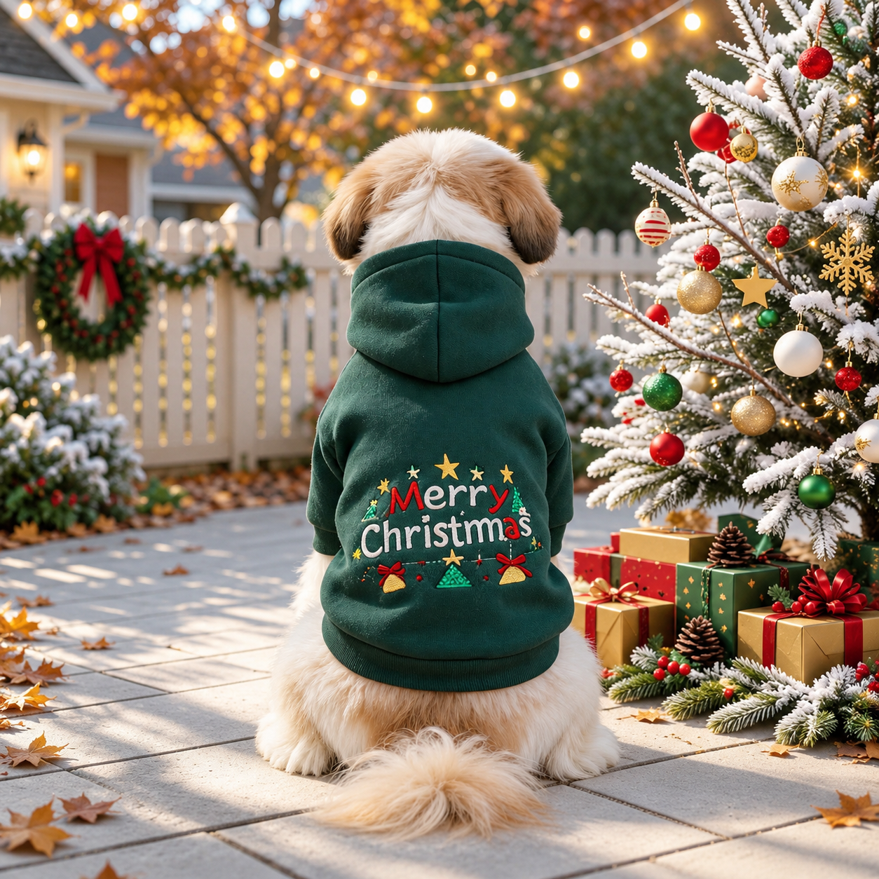 Christmas Bell Hooded Pet Sweatshirt For Small Dogs