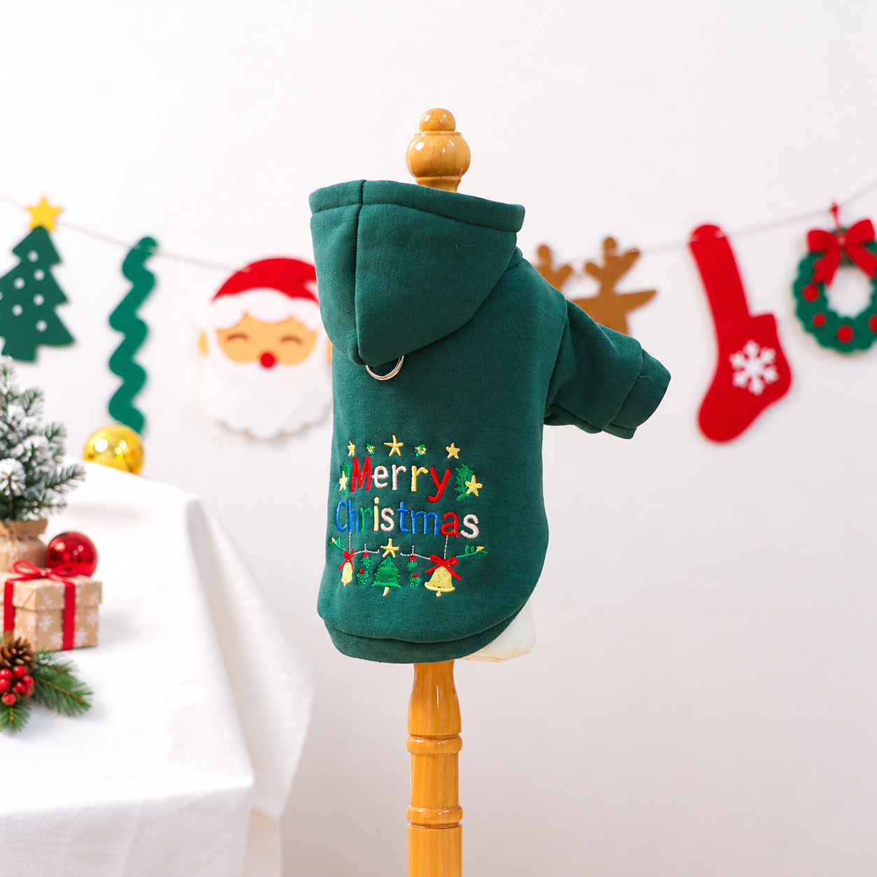 Christmas Bell Hooded Pet Sweatshirt For Small Dogs