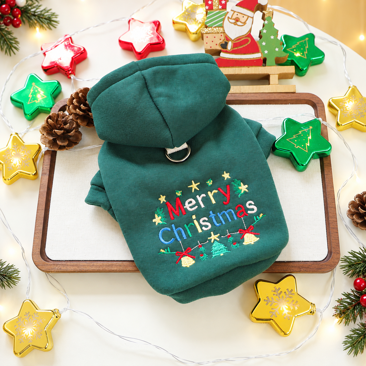 Christmas Bell Hooded Pet Sweatshirt For Small Dogs