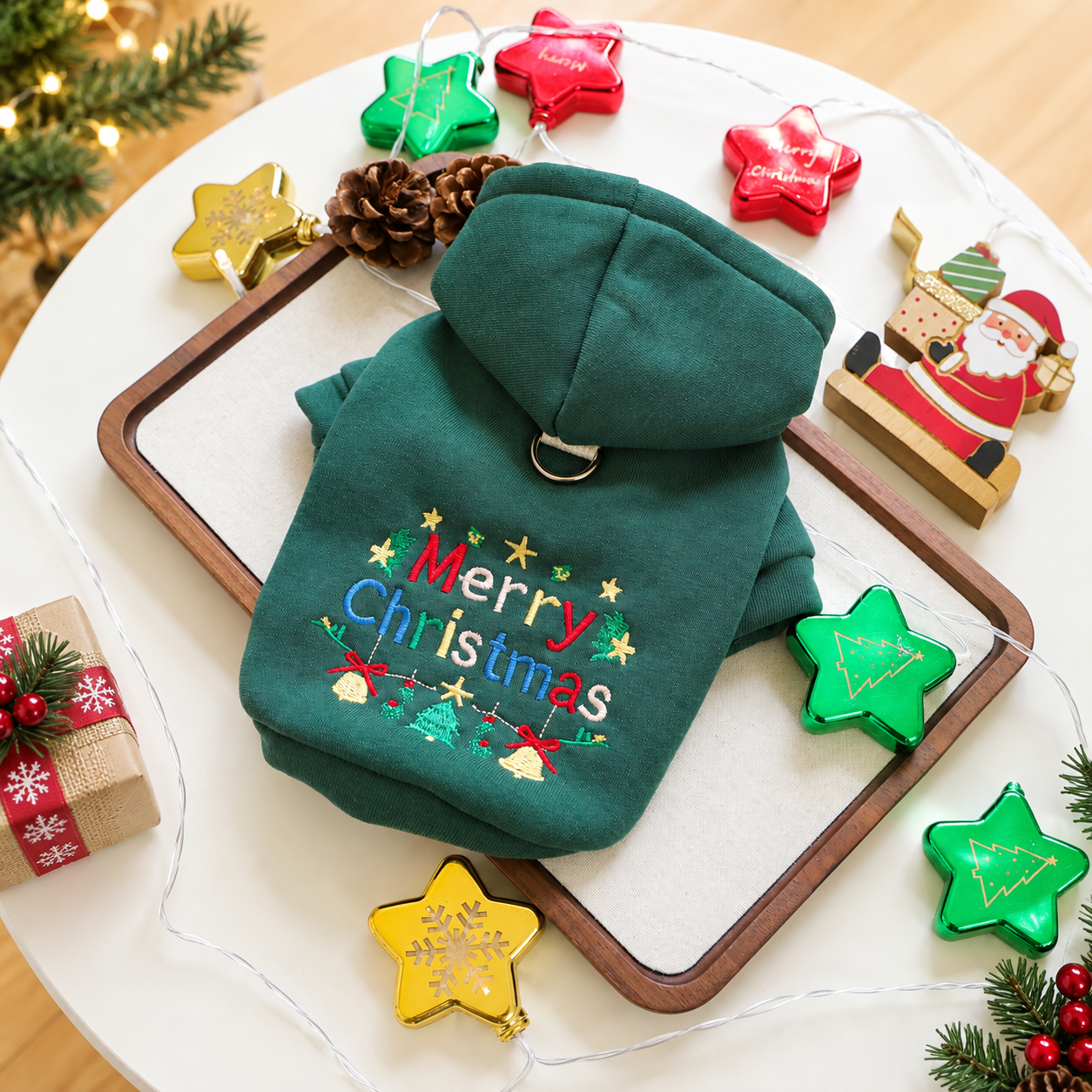 Christmas Bell Hooded Pet Sweatshirt For Small Dogs