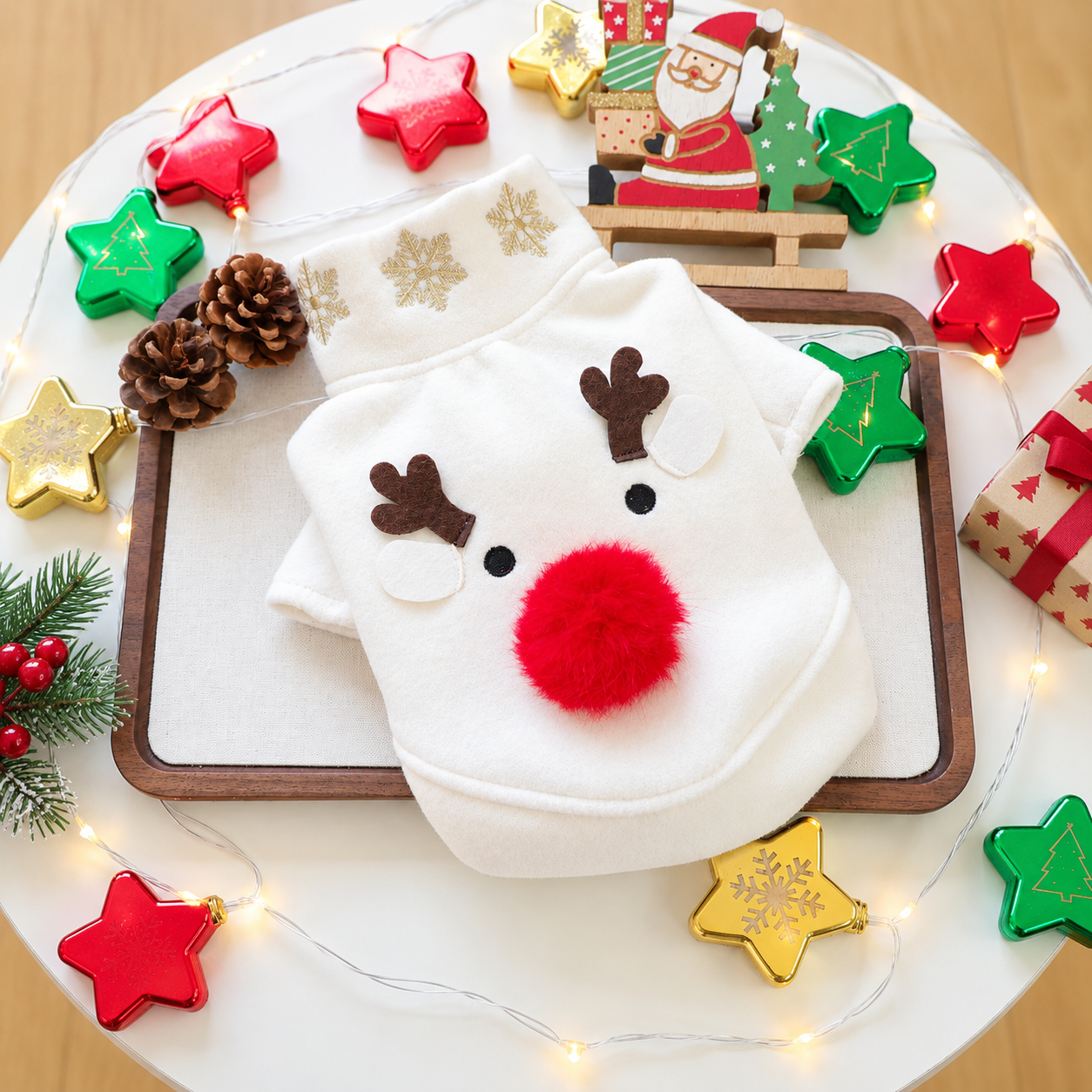 Christmas Reindeer Jingle Bell Pet Sweatshirt for Small Dogs