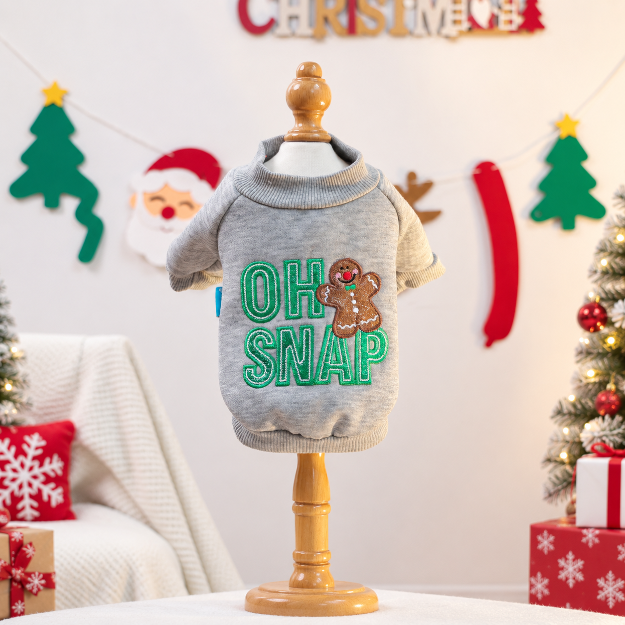 Christmas Reindeer Jingle Bell Pet Sweatshirt for Small Dogs