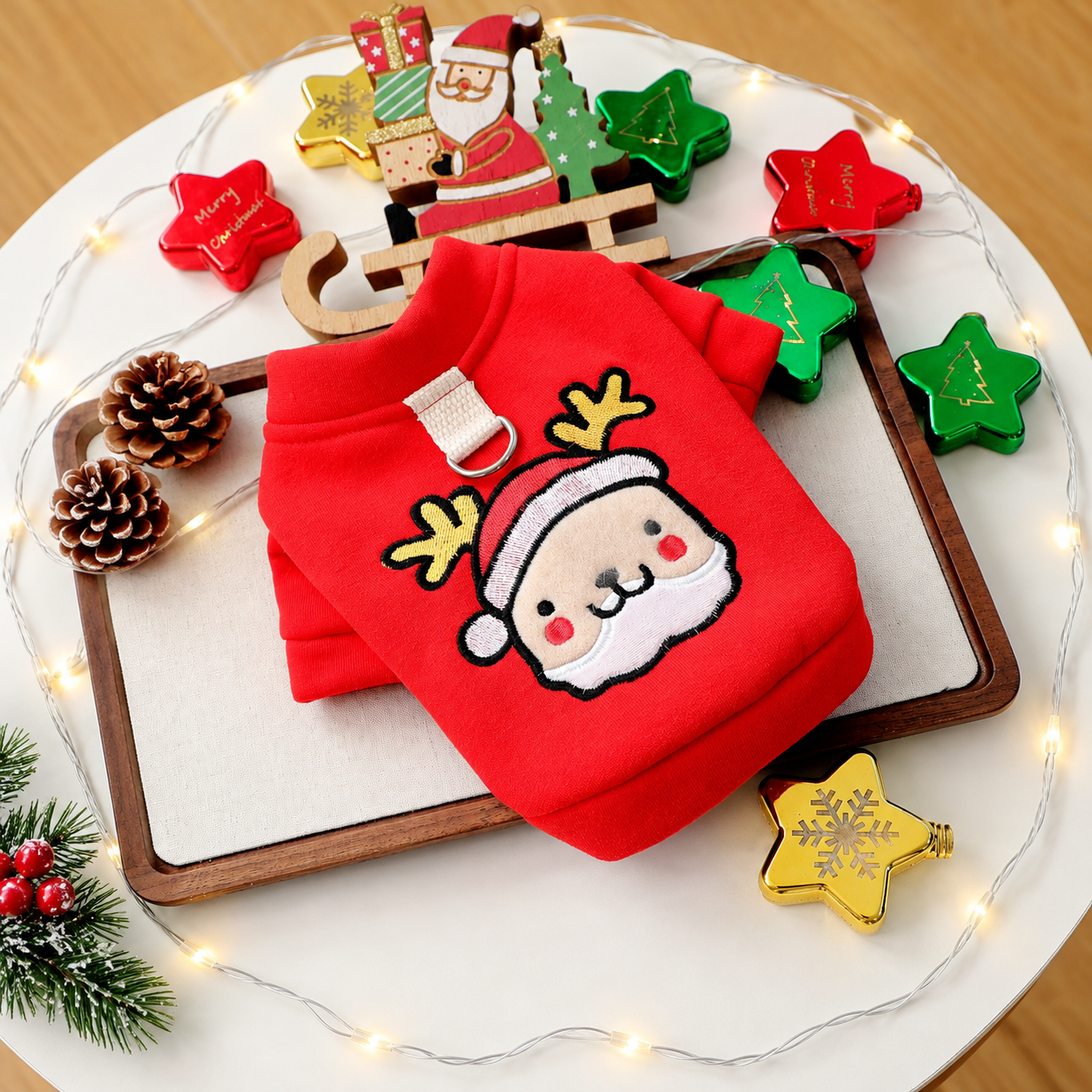 Christmas Reindeer Jingle Bell Pet Sweatshirt for Small Dogs