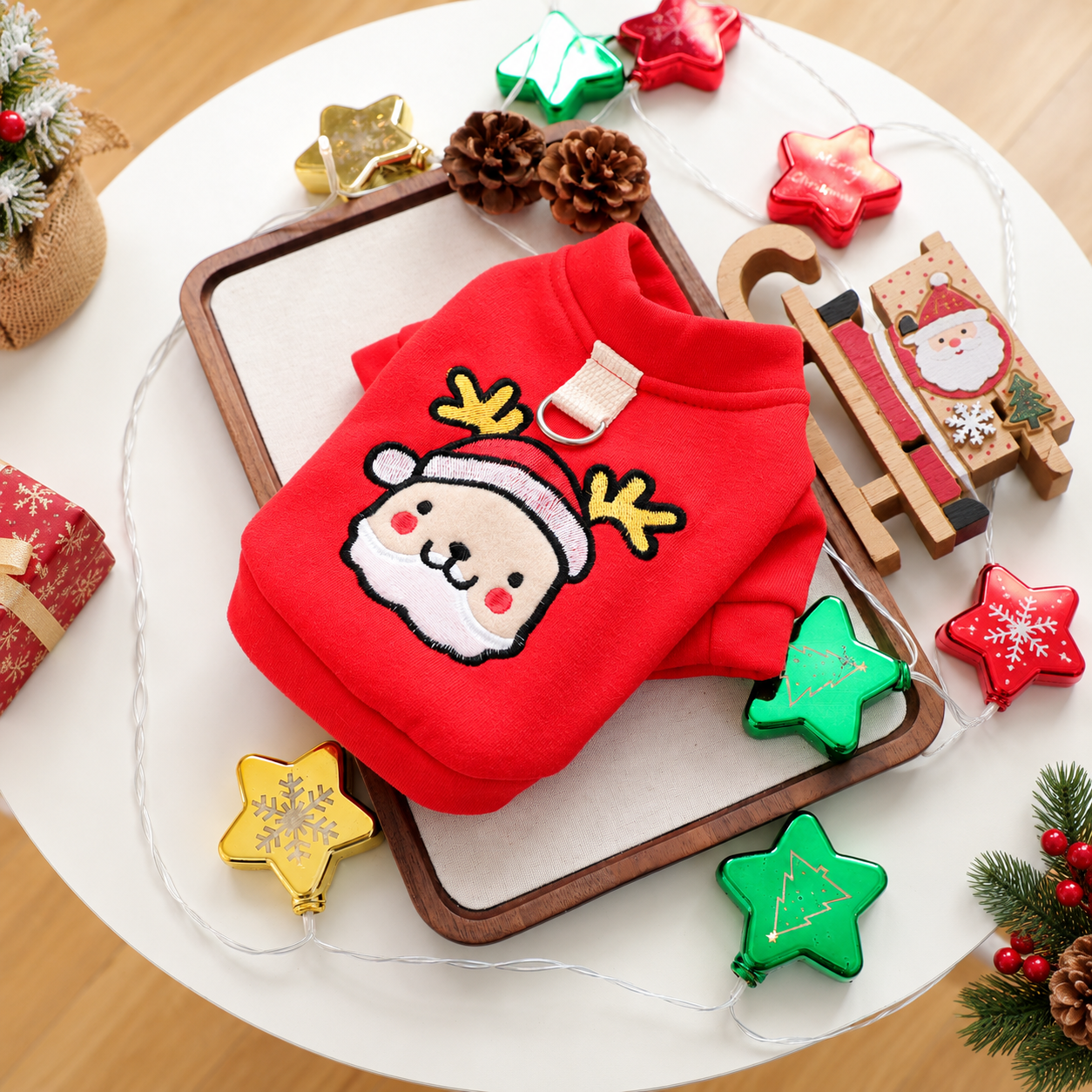 Christmas Reindeer Jingle Bell Pet Sweatshirt for Small Dogs