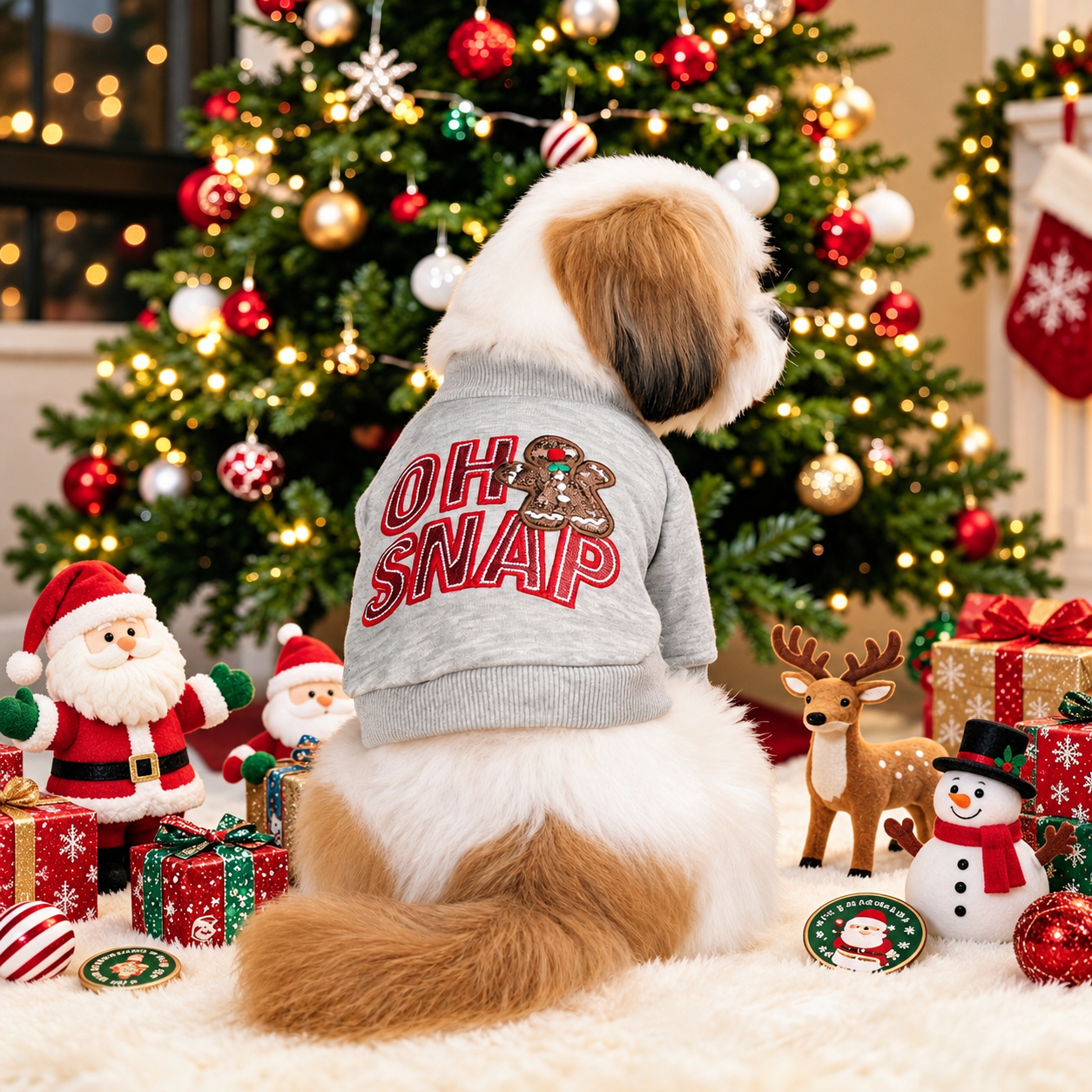 Christmas Reindeer Jingle Bell Pet Sweatshirt for Small Dogs