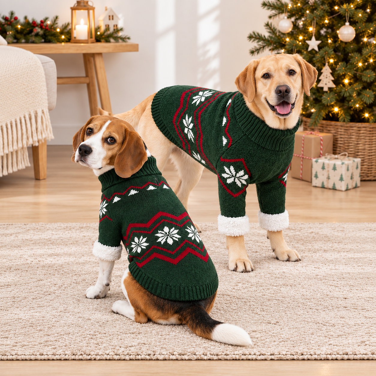 Casual Snowflake High Collar Sweater For Dogs