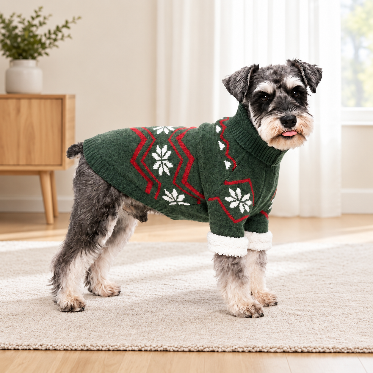Casual Snowflake High Collar Sweater For Dogs