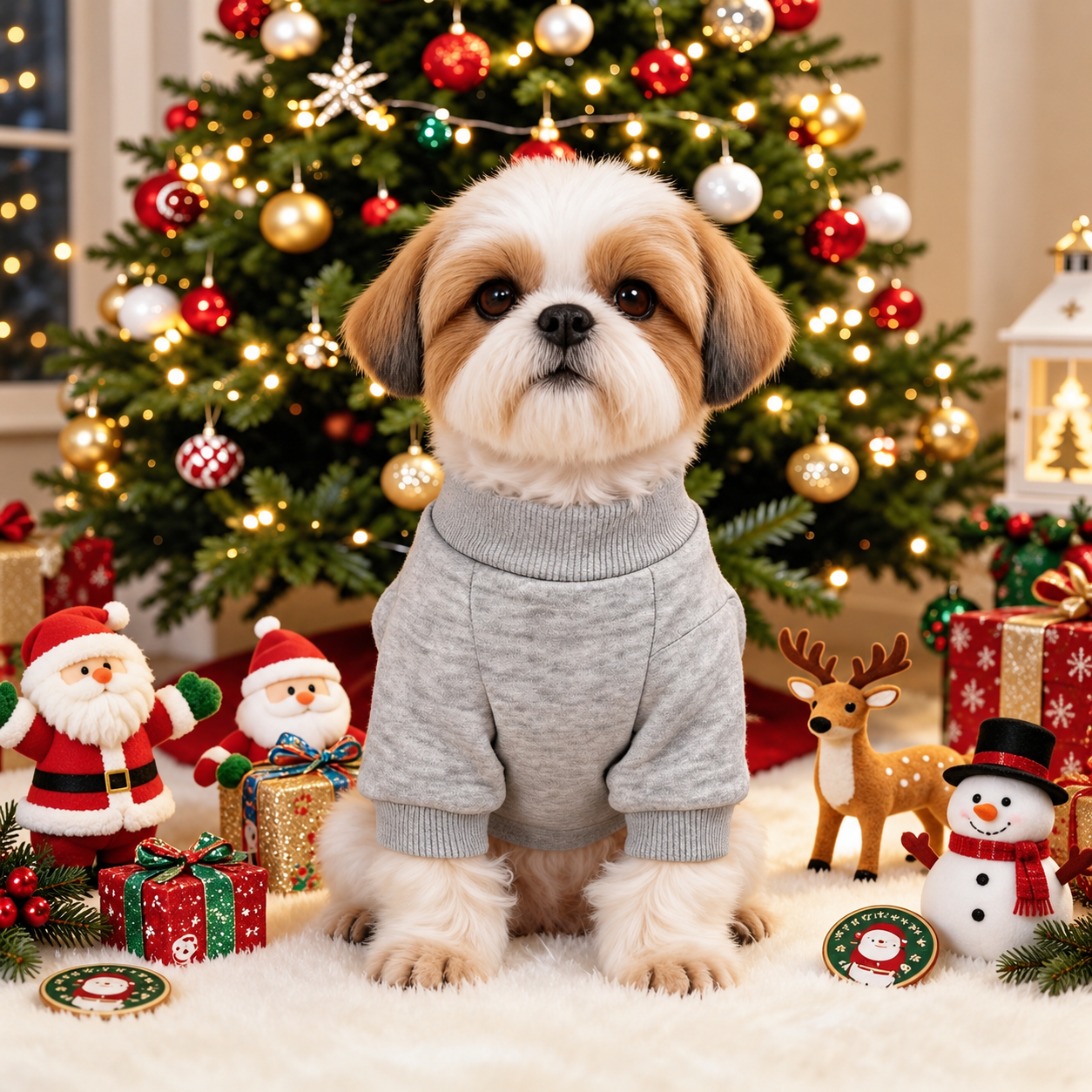 Christmas Reindeer Jingle Bell Pet Sweatshirt for Small Dogs
