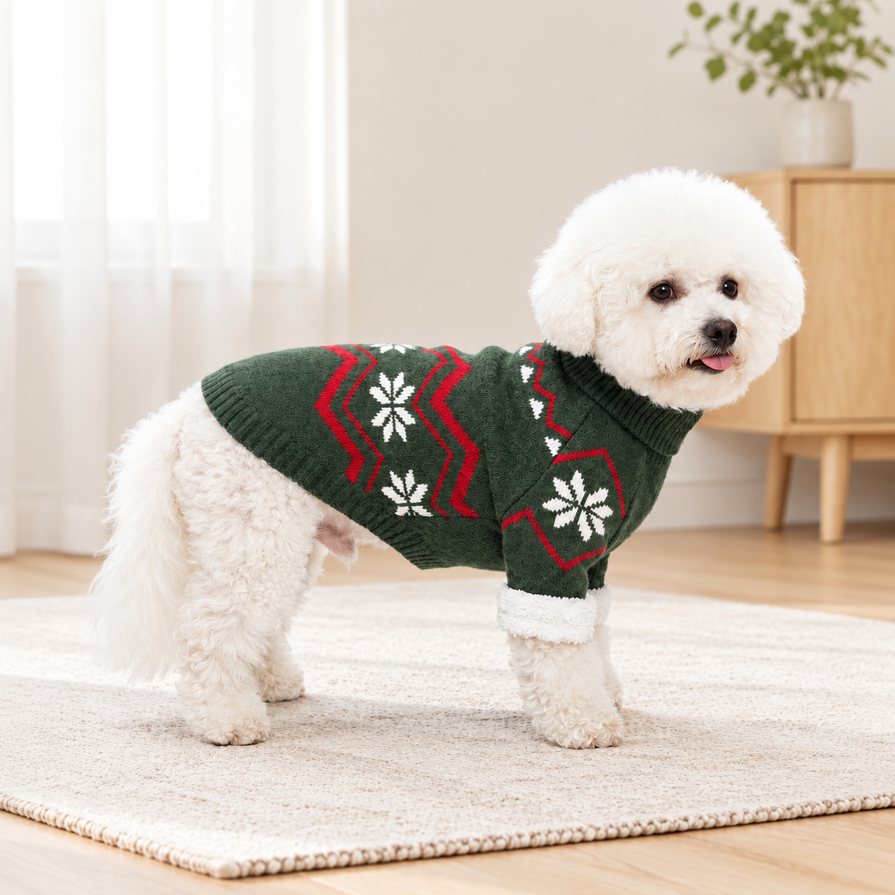 Casual Snowflake High Collar Sweater For Dogs