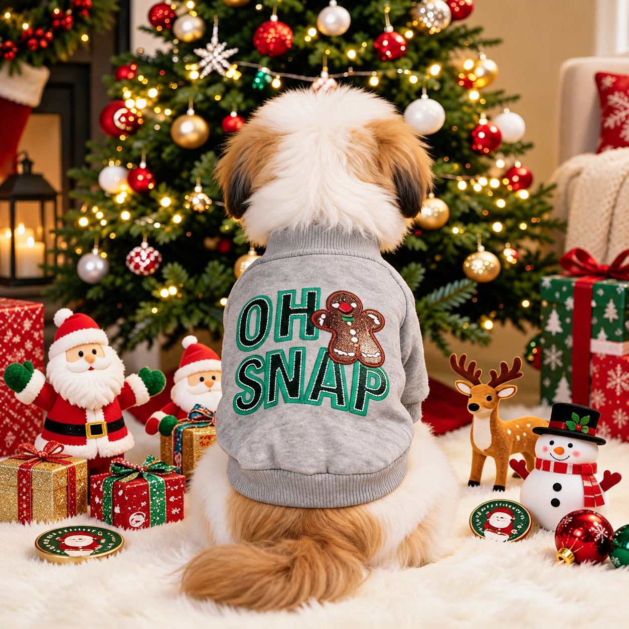 Christmas Reindeer Jingle Bell Pet Sweatshirt for Small Dogs