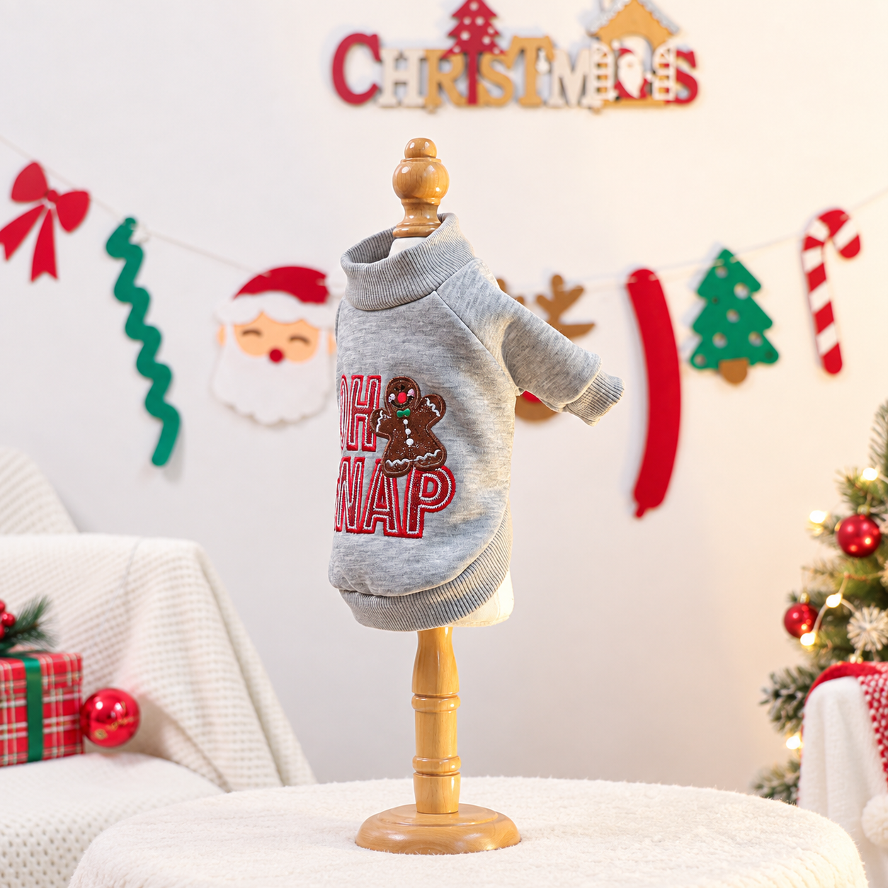 Christmas Reindeer Jingle Bell Pet Sweatshirt for Small Dogs