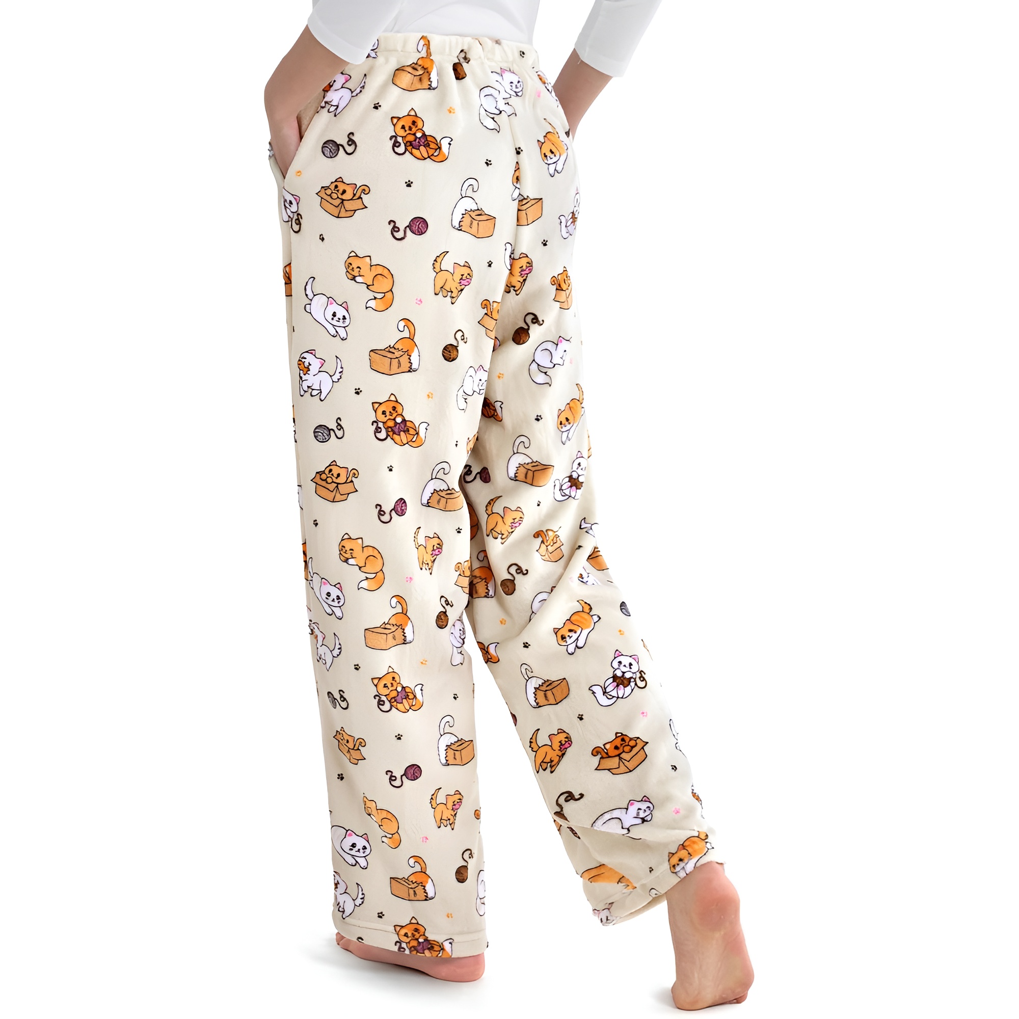 Holiday Print Pajama Pants With Drawstring