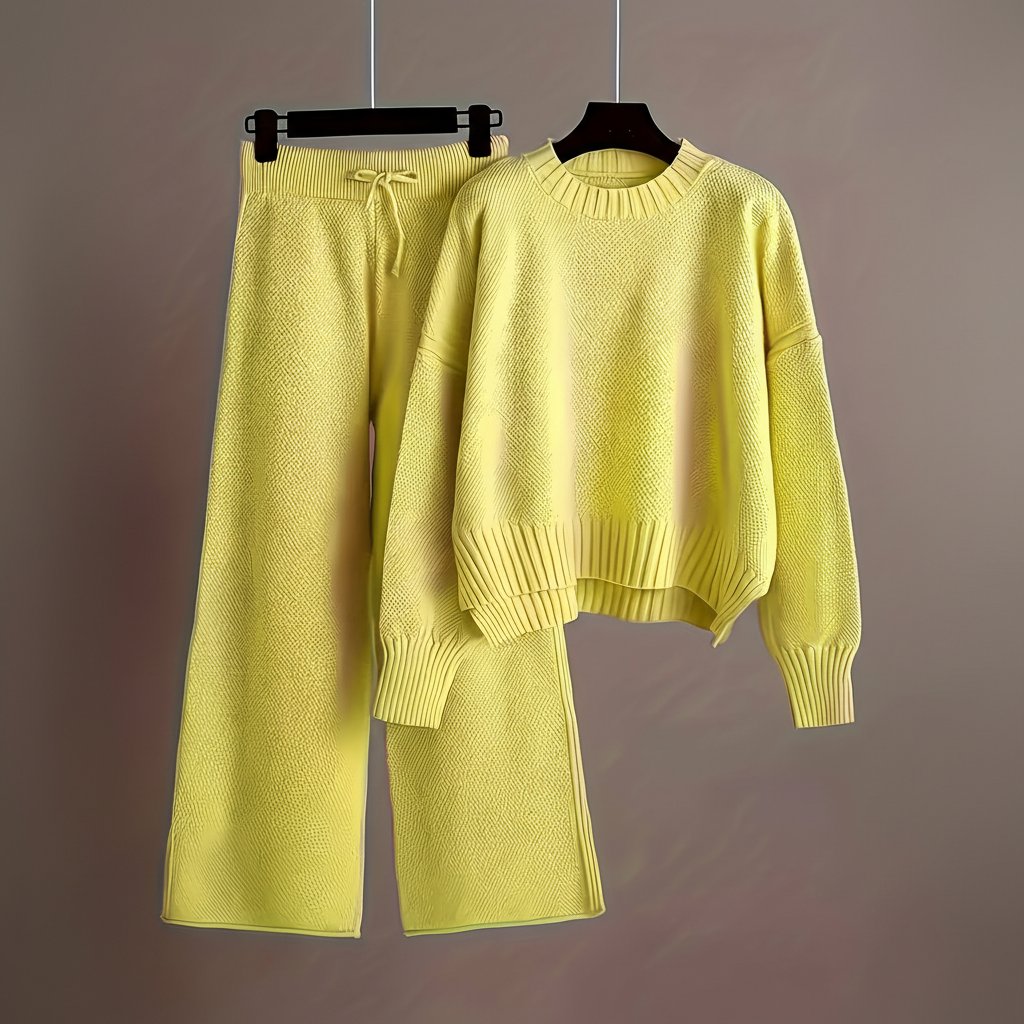 Seed Stitch Knit Sweater Pants Set