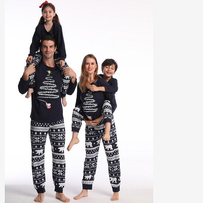 Christmas Tree Lights Printed Family Pajama Set-Matching Pajama