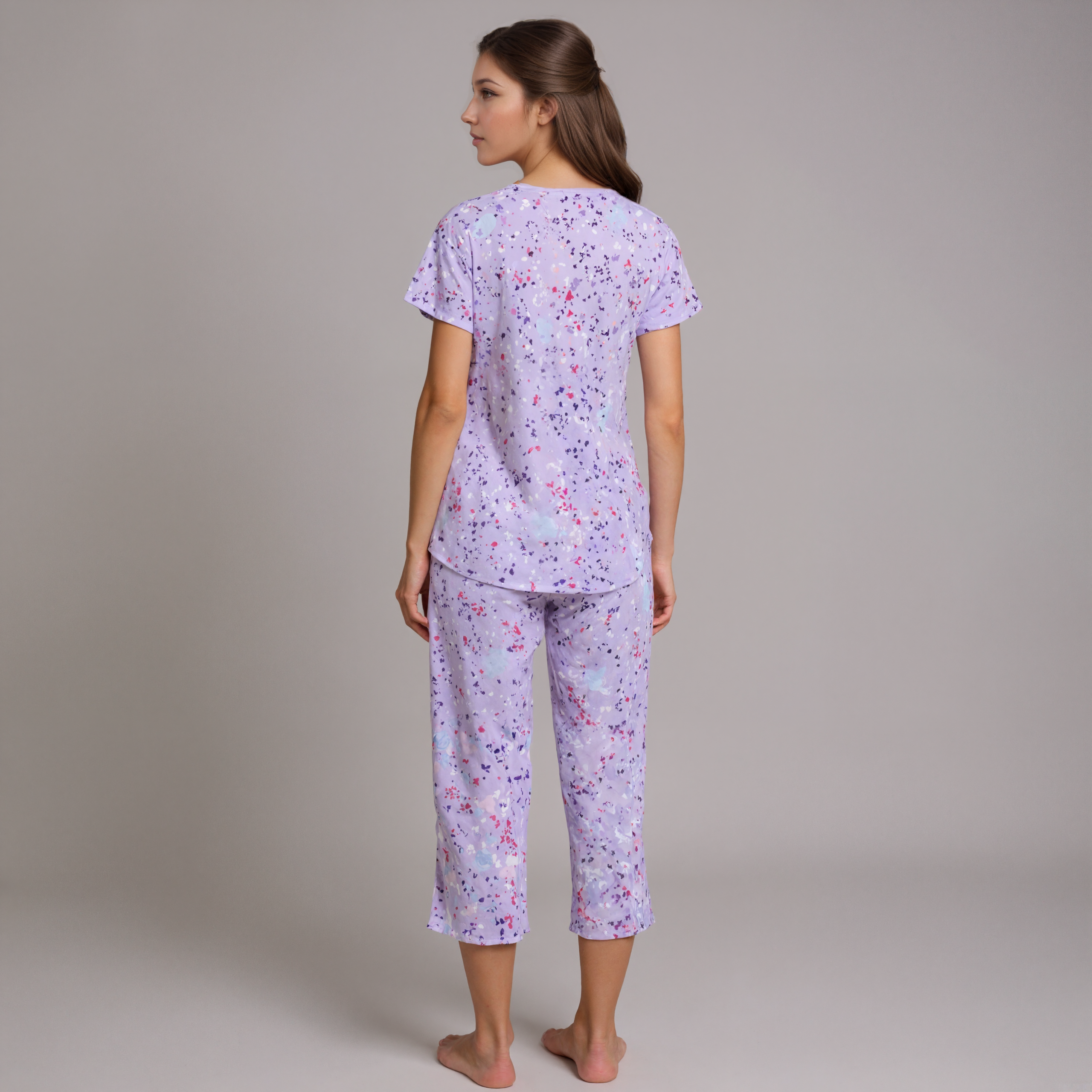 Pajama Set With Top And Capri Pants