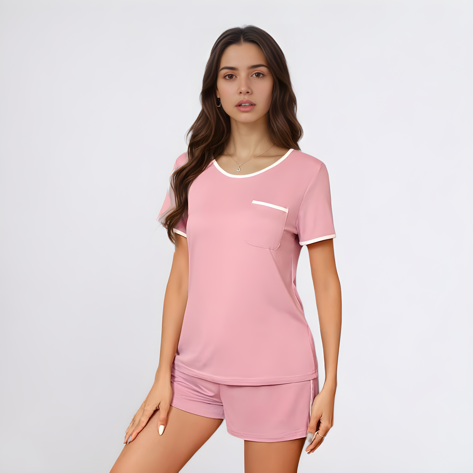 Women 2 Piece Pajama Set Short Sleeve Top and Shorts2 Piece Short Sleeve Top And Short Pajama Sleepwear Set - View 2