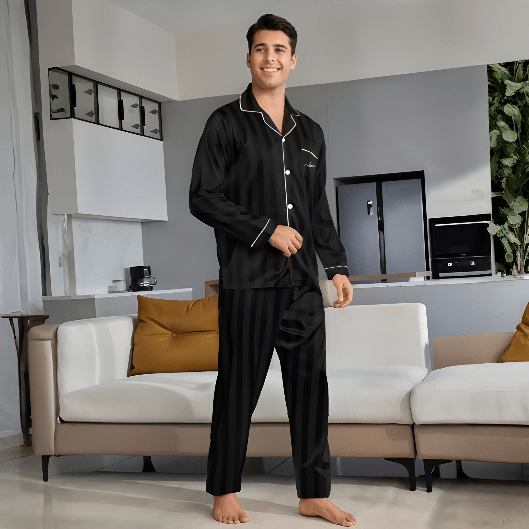 Couple's long-sleeved printed pajama set for home wear