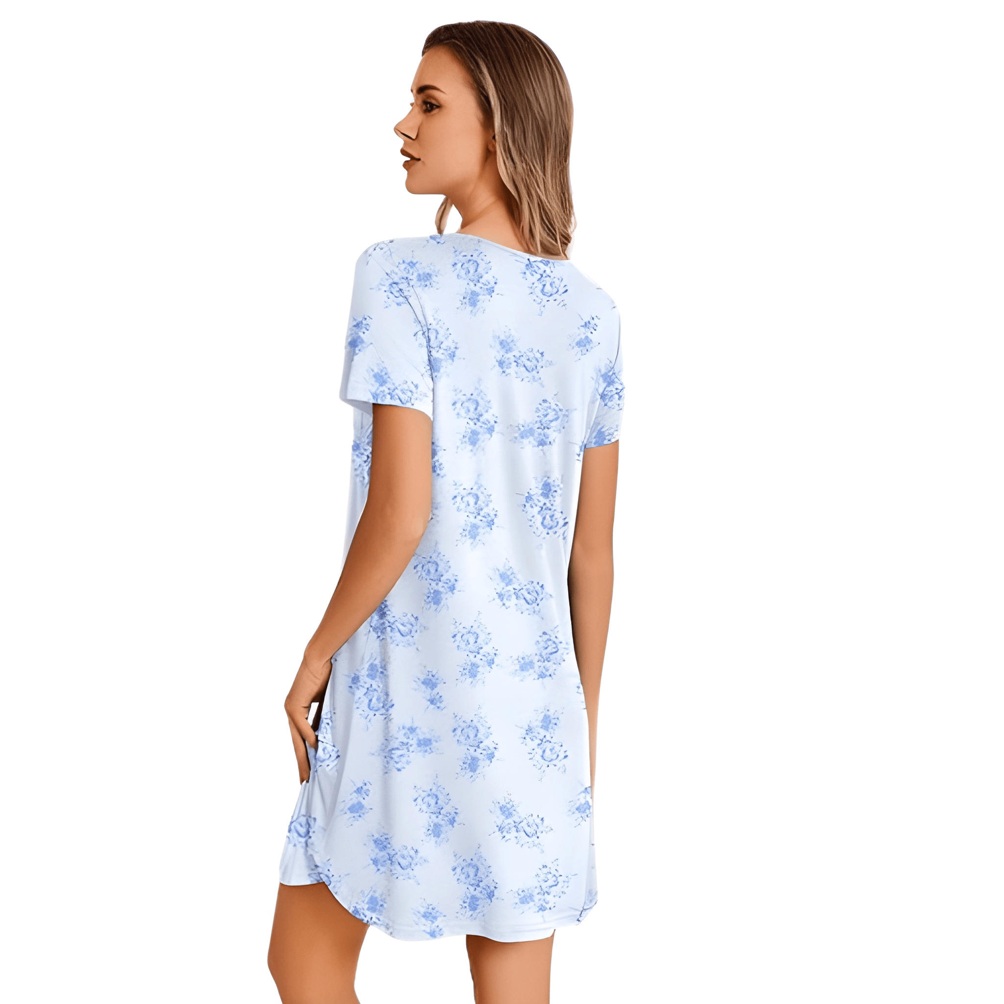 Nightgowns For Women With Pleated Sleep Shirt And Lace Trim
