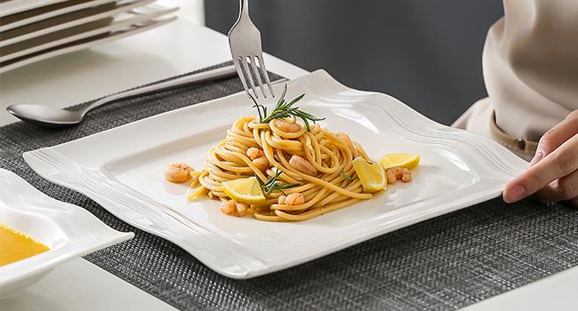 Product Introduction of MALACASA Ivory White Dinnerware Sets. 28/30 Piece Square Plates and Bowls Sets for 6. Porcelain Dish Set with Dinner Plate. Dessert Plate. Soup Plate. Cup and Saucer. Ceramic Dishware Set. Series Mario 13