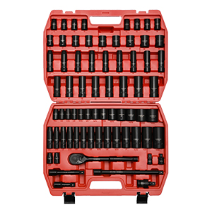 CASOMAN 1/2-inch 70 Pieces Impact Socket Master Set, SAE & Metric from 5/16"-1-1/4",8-24mm, CR-V,