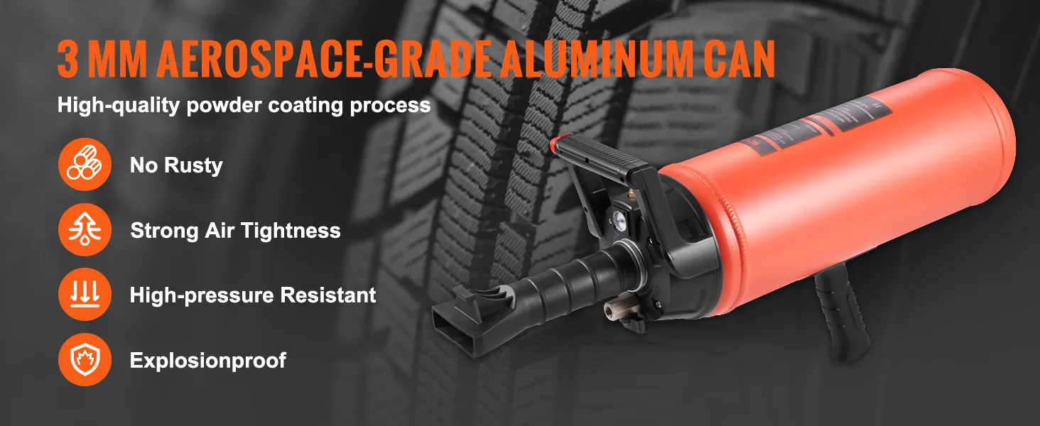 VEVOR tire bead seater in 3 mm aerospace-grade aluminum can; no rusty. high-pressure resistant.