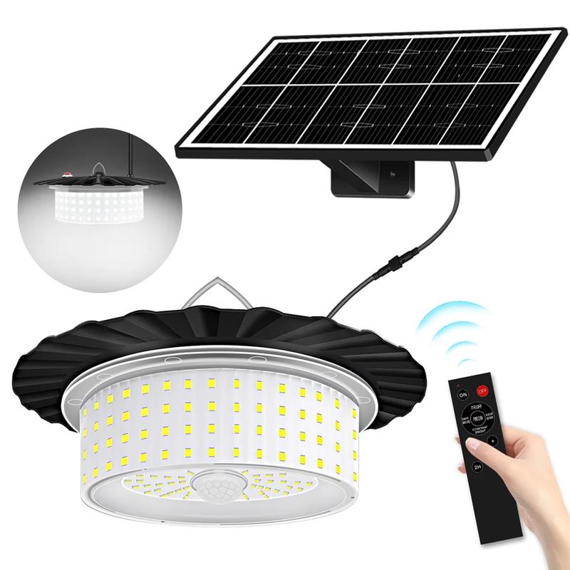 Product Introduction of 224-LED Solar Pendant Light with Moving Sensor, 5 Modes Waterproof Floodlight with Remote Control, Solar Outside Lights, Safety Outdoor Wall Light for Patio, Deck, Shed, Camping 19