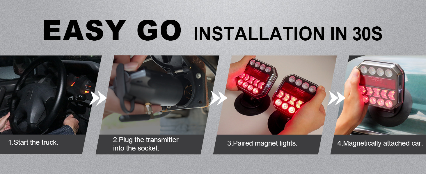 Wireless Convenience: Save 4+ hours with no-wire trailer lights.