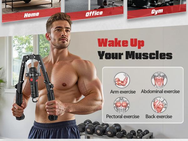 Product Introduction of FLYBIRD Chest & Arm Twister - Hydraulic Power Chest Press Machine for Upper Body Strength Training, 2-in-1 Twister arm Trainer with ab Roller Wheel(Backpack& Pad Included) 2
