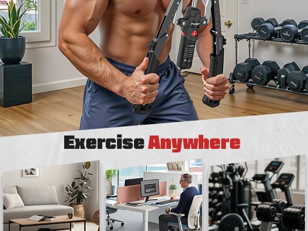 Product Introduction of FLYBIRD Chest & Arm Twister - Hydraulic Power Chest Press Machine for Upper Body Strength Training, 2-in-1 Twister arm Trainer with ab Roller Wheel(Backpack& Pad Included) 1