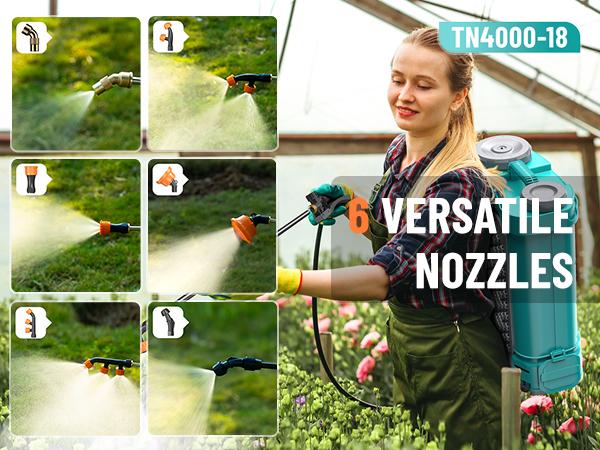 Product Introduction of 【TaskStar】 Electric 4 Gallon Backpack Sprayer, 100PSI Lawn Sprayer w/ Total 4000mAh Battery, Adjustable Pressure with 2 Wands, 6 Nozzles, Sprayer for Garden, Lawn, Yard, Green House, FathersDayGift 20