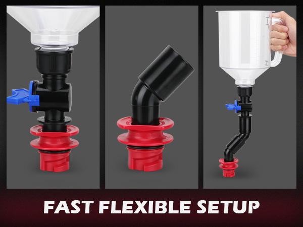 Product Introduction of 18-Piece Engine Oil Funnel Set. 1.36 qt Automotive Oil Funnel Kit with 12 Adapters. Elbow Fitting. Arrow Screen and Magnetic Storage Hooks Tray. Compatible with GM. Ford. BMW. Audi. Land Rover Etc 5