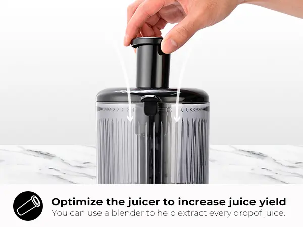 Product Introduction of SUSTEAS Cold Press Juicer, 5.3 Inch Large Feed Opening, Slow Masticator Chute, For Whole Vegetables and Fruits, High Yield, Easy to Clean Springtok Steel 5
