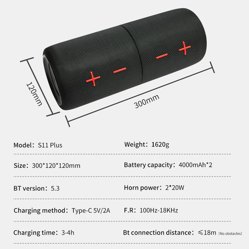 Product Introduction of CYBORIS S11 Plus 2 in 1 Bluetooth Speaker 20W High Volume Stereo IPX6 Waterproof 24 Hours Play Time Bluetooth V5.3 Connectable for Smartphones & More bluetooth speaker subwoofers Audio 0