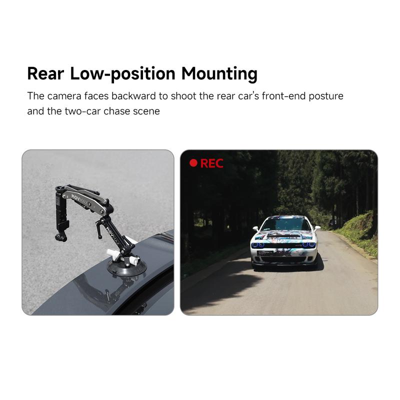 Product Introduction of MOVMAX Blade Arm Car accessories Camera Phone Suction Mount Camera Shock Mount for phone camerasfor DJI Pocket 3. Insta 360. and GoPro 10