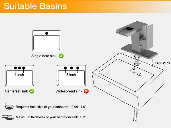 Product Introduction of BESy LED Stainless Steel Waterfall Black Bathroom Faucet. Single Hole Bathroom Sink Faucet. 3 Colors Light Changing Single Handle Vanity Faucets with Supply Lines. Rv One Hole Faucet 24