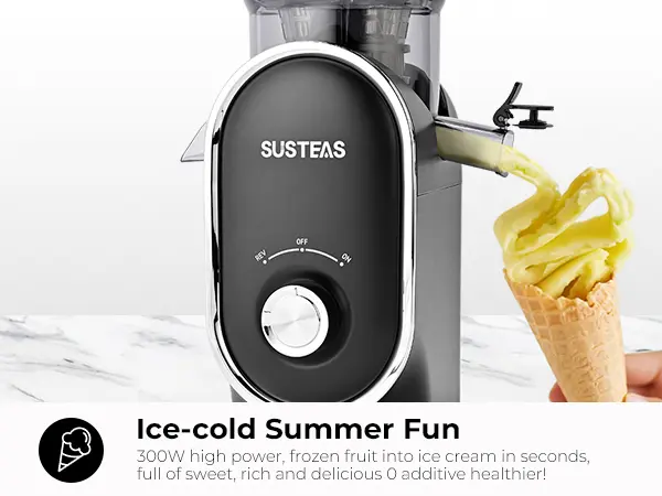 Product Introduction of SUSTEAS Cold Press Juicer, 5.3 Inch Large Feed Opening, Slow Masticator Chute, For Whole Vegetables and Fruits, High Yield, Easy to Clean Springtok Steel 2
