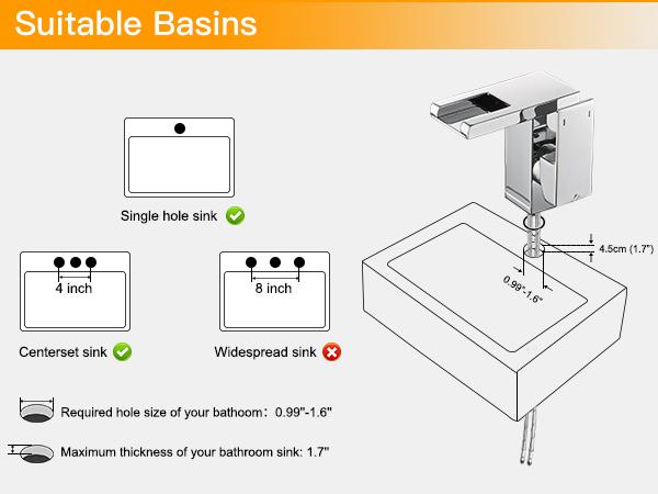 Product Introduction of BESy LED Stainless Steel Waterfall Black Bathroom Faucet. Single Hole Bathroom Sink Faucet. 3 Colors Light Changing Single Handle Vanity Faucets with Supply Lines. Rv One Hole Faucet 9