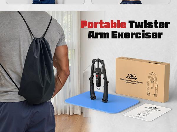 Product Introduction of FLYBIRD Chest & Arm Twister - Hydraulic Power Chest Press Machine for Upper Body Strength Training, 2-in-1 Twister arm Trainer with ab Roller Wheel(Backpack& Pad Included) 6