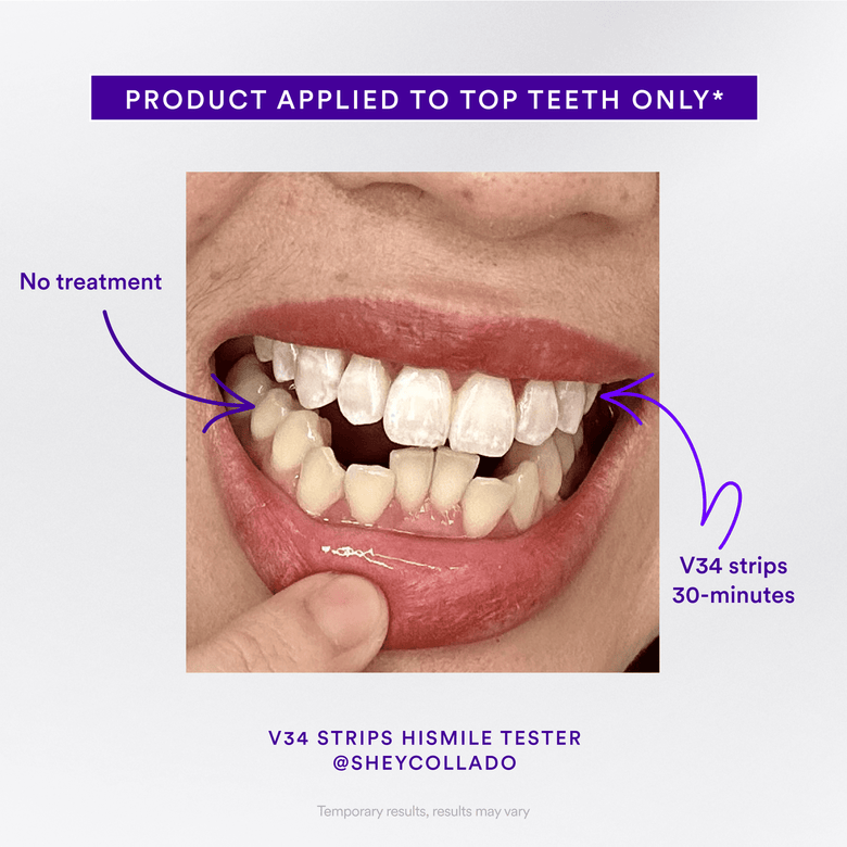 V34 Colour Corrector Serum on toothbrush