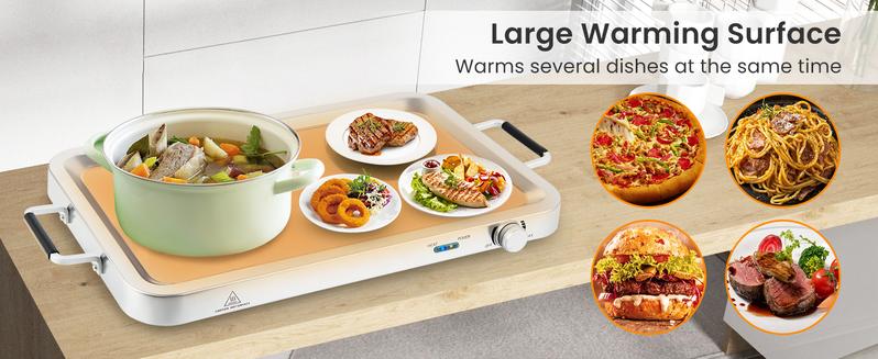 Product Introduction of COSTWAY Buffet Servers and Warmers, 2 in 1 Electric Warming Tray, 450W Stainless Steel Chafing Dish with Temperature Control, 3 Serving Trays, 8 Qt Food Warmers Station for Parties Banquets Events-Deals for You Days 2