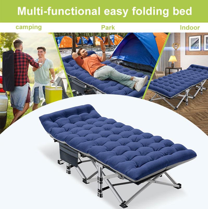 Product Introduction of Folding bed outdoor, Folding CampingCots for Adults, Double Layer 1200D900lb Loading Cot for Sleeping,Heavy Duty Guest Bed with MattressCarrying Bag Home Camping, foldingportable camping bed 1