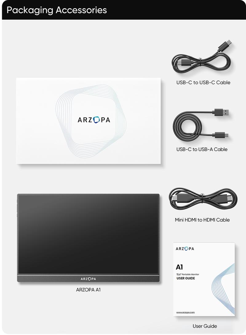 Product Introduction of ARZOPA Portable Monitor 16.1" 144Hz & 17.3" 60Hz FHD 1080P Laptop Screen Extender for PC Mac Xbox Switch PS5 iPhone IPS Display Computer Display HDR External Screen Game Workfromhome 10