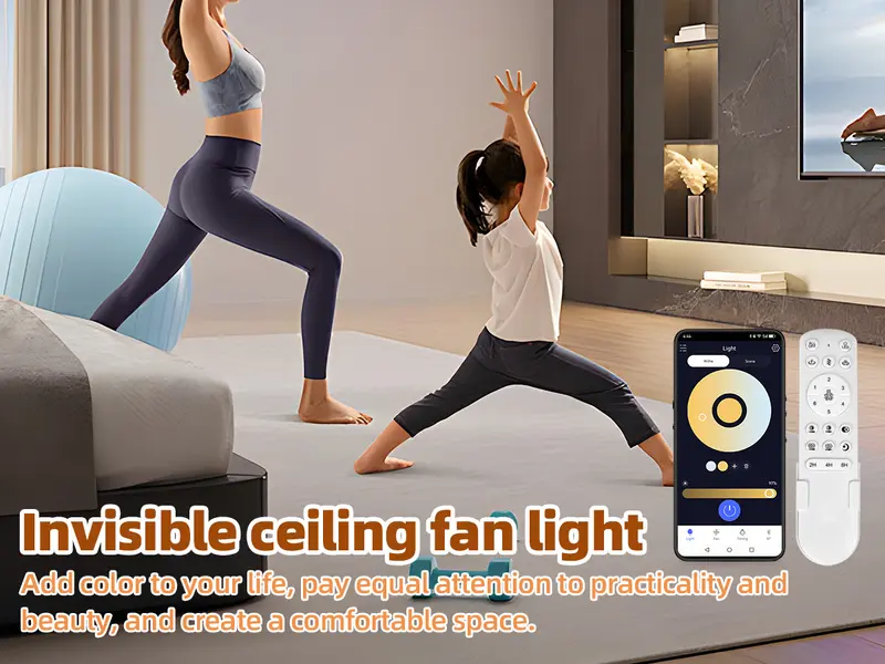 Product Introduction of BaySquirrel Slim Invisible Ceiling Fans Lights With Remote Control &App,42 inch Dimmable Ceiling Fan 6 Retractable Blades Modern Design FathersDayGift 20