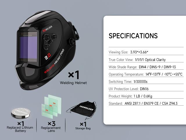 Product Introduction of YESWELDER LYG-M800H True Color Auto Darkening Welding Helmet | Large 3.93" x 3.66" View, 4 Arc Sensors | Wide Shade 3/5-13 for TIG MIG ARC Grind 22